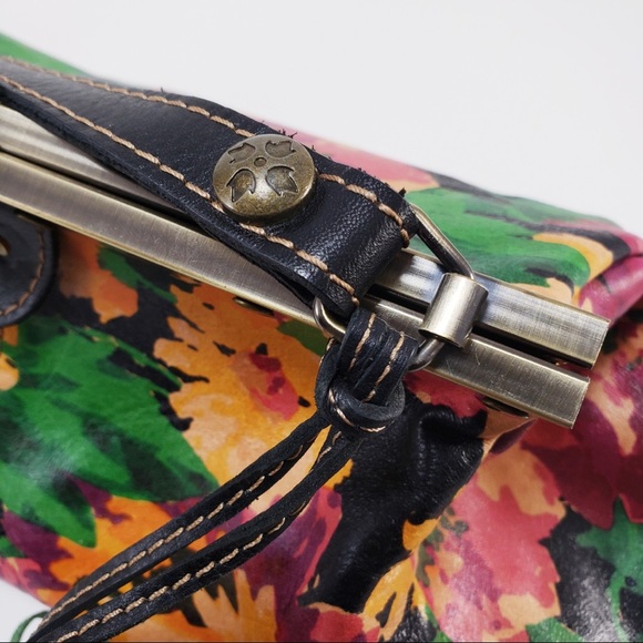 Patricia Nash Ferrara Frame Italian Leather Satchel Vintage inspired Bag Flowers - Picture 3 of 14